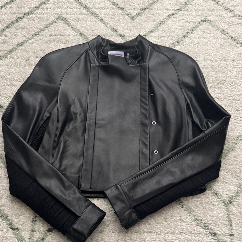 Herve Leger - Black Leather Moto jacket / Small
